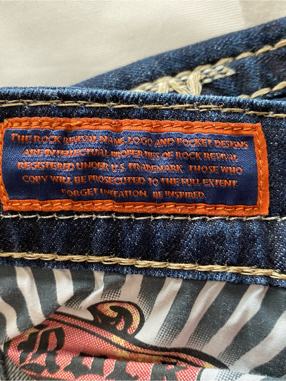 Rock Revival Arran Men’s Bootcut Jeans in Dark Blue with Contrast Stitching - Picture 10 of 12